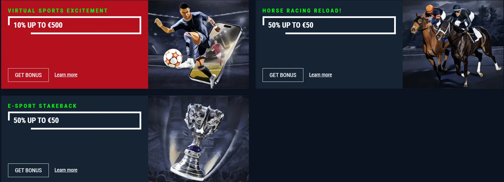 Servicios disponibles: casino, en vivo y apuestas